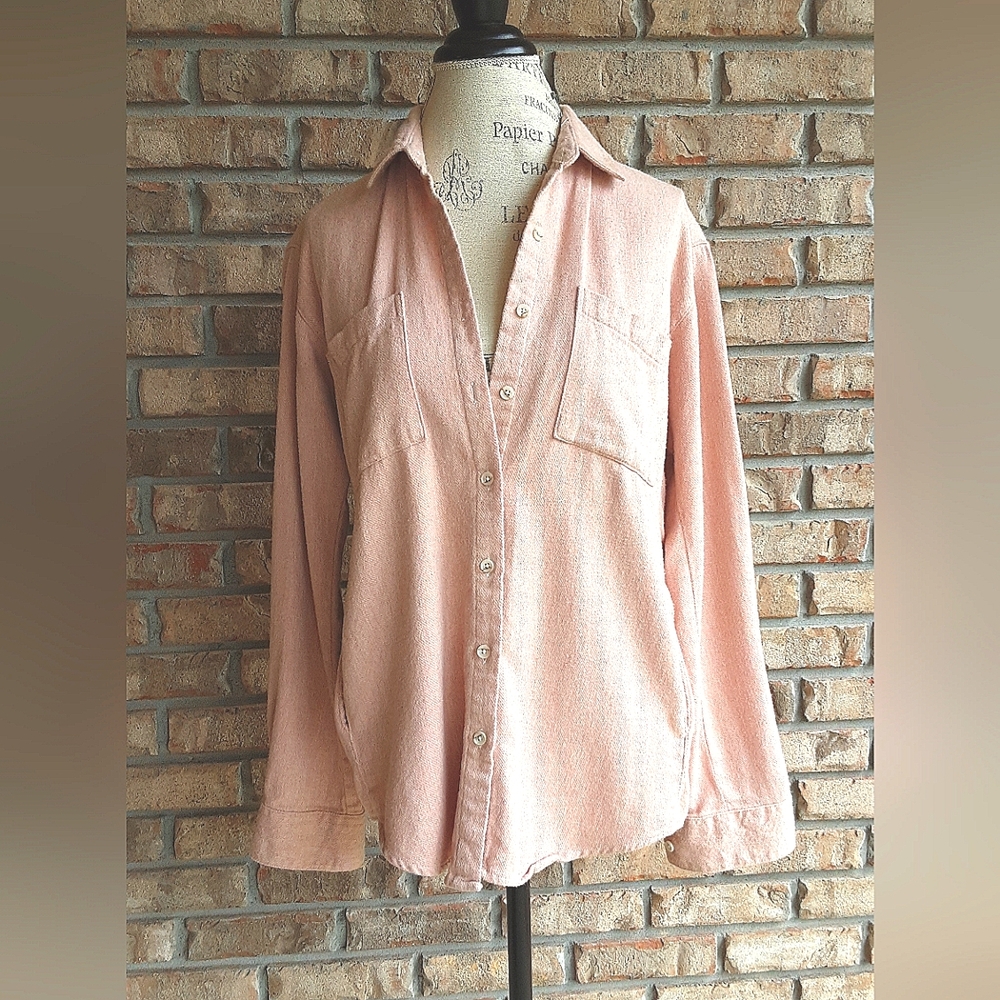 Altar'd State Dust Rose Long Sleeve Button Front Shacket Size Medium.